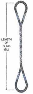 A technical drawing of braided slings with type 16 served loops by Southwest Wire Rope