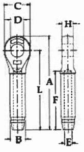 A technical drawing of end fitting with closed swaged sockets by Southwest Wire Rope
