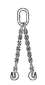 A technical drawing of typeDOG sling chain with grab hooks by Southwest Wire Rope