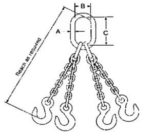 Technical drawing a QOS Sling Hook type by Southwest Wire Rope