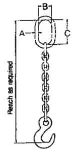Technical drawing of Southwest Wire Rope A SOS type Sling Hook