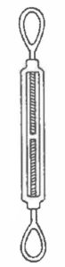 A technical rendering of a turnbuckle with two eyes by Southwest Wire Rope