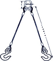 A technical drawing of type 21 sling with 2 legs by Southwest Wire Rope