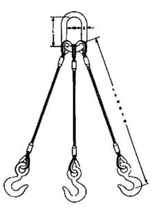 A technical drawing of type 31 sling with 3 legs by Southwest Wire Rope