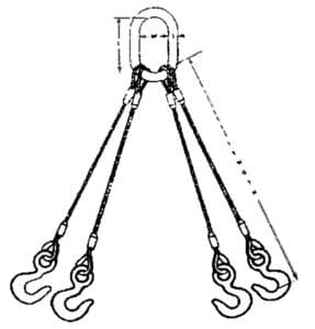 A technical drawing of a type 41 sling with 4 legs by Southwest Wire Rope